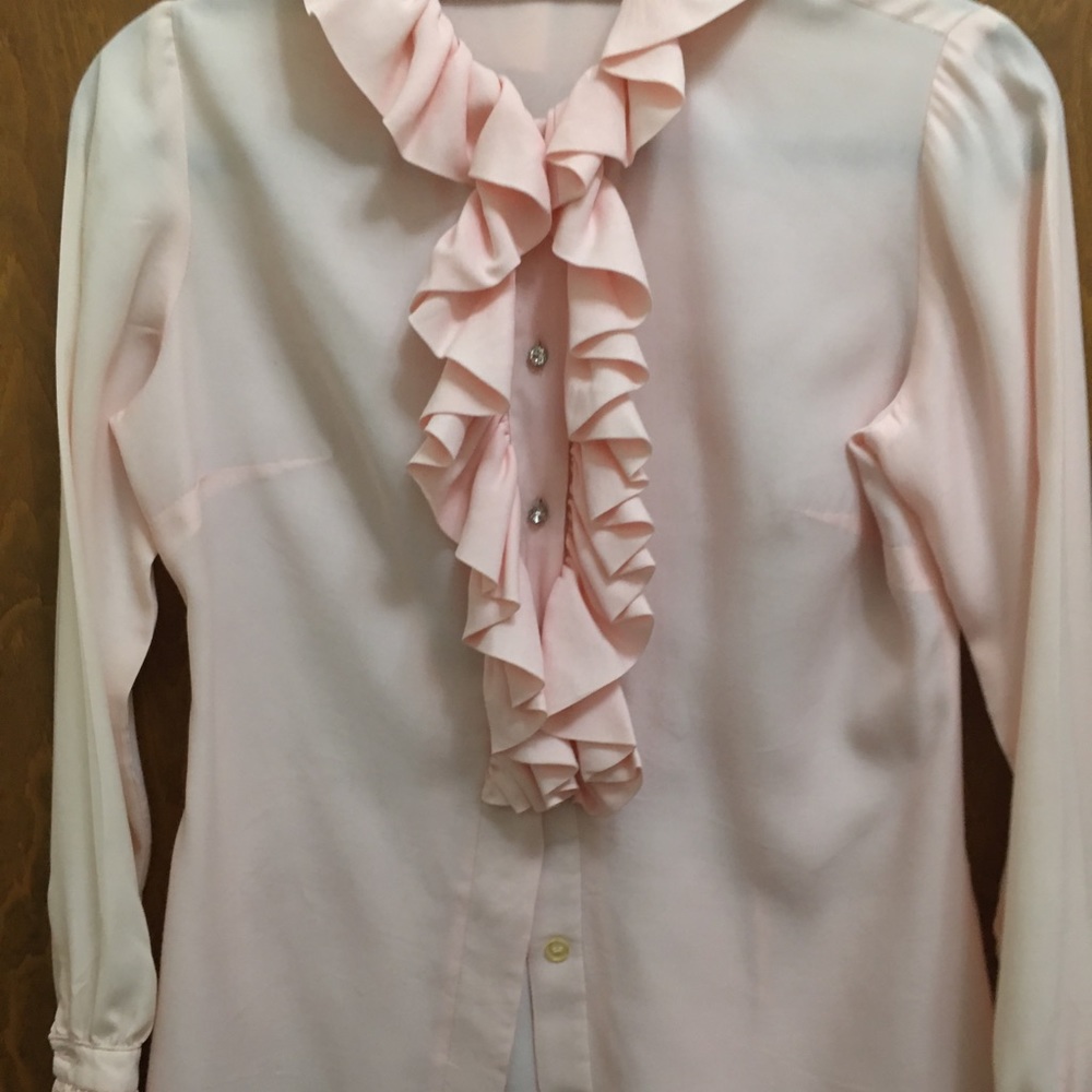 Vintage ruffle blouse rhinestone buttons